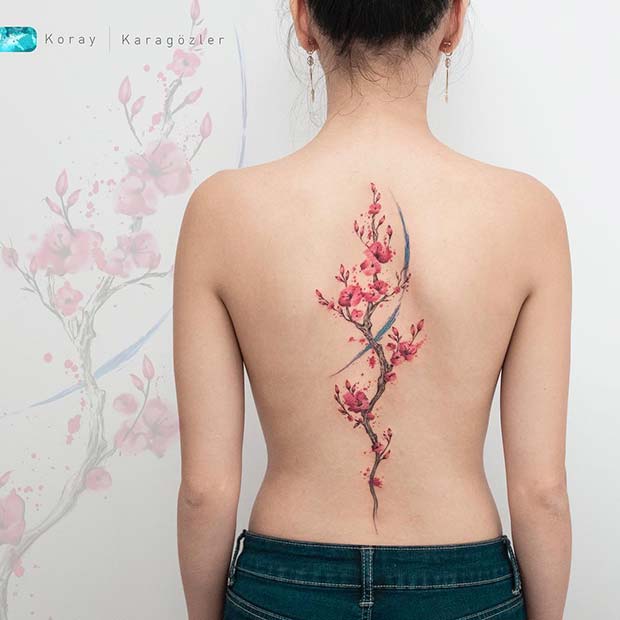 Cherry Blossom Back Tattoo Idea