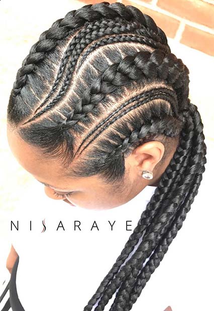 Tresses Cornrow avec un motif de vague