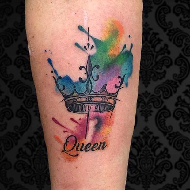 Ακουαρέλα Crown Tattoo Design