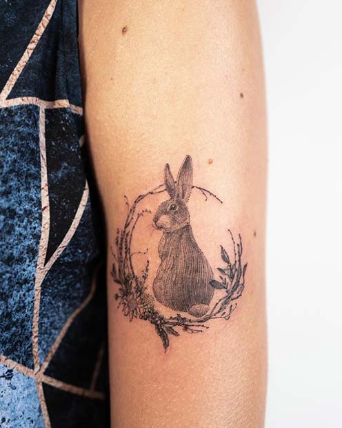 Tatouage de lapin botanique