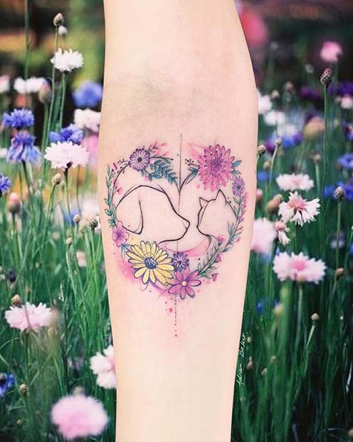 Idée mignonne de tatouage d'animal familier