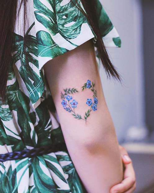 Χαριτωμένο, Floral Heart Tattoo για Κορίτσια