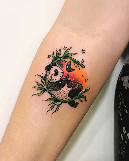Χαριτωμένη ιδέα τατουάζ Panda