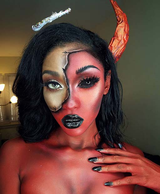 Creative Half Devil, Half Angel Halloween Idea