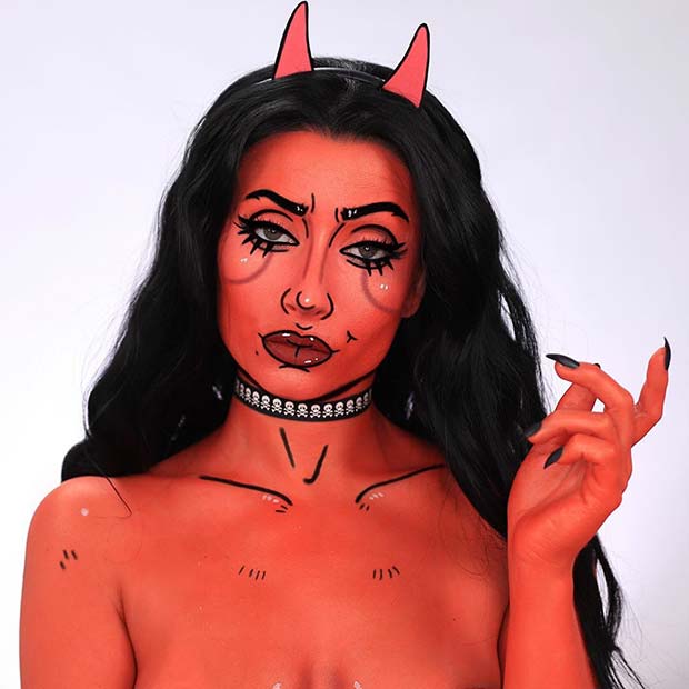 Idée de maquillage et de costume de diable de dessin animé