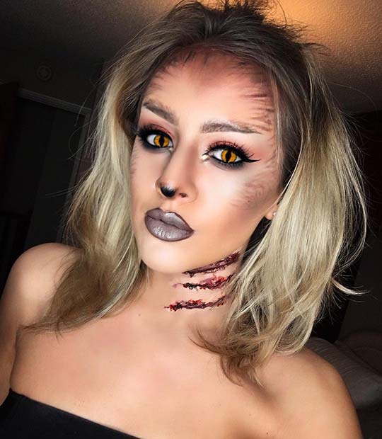 Idée de maquillage de loup-garou pour Halloween