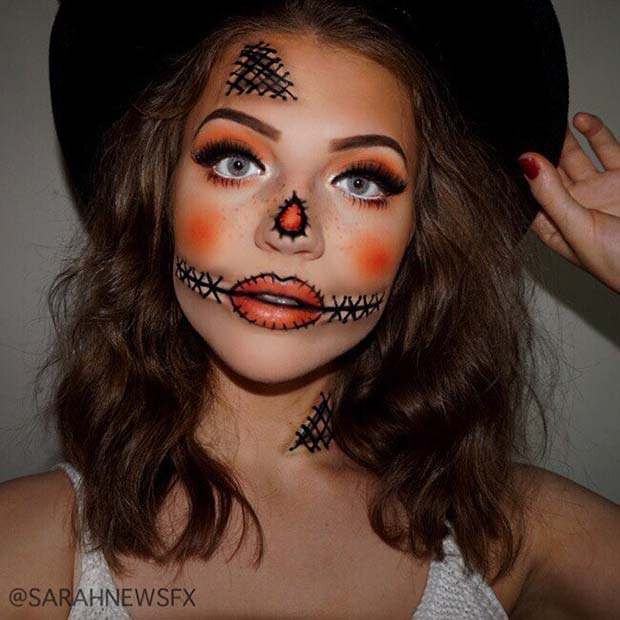 Maquillage épouvantail mignon pour Halloween
