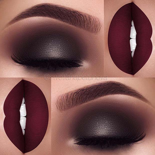 Sparkly Dark Eyes με Burgundy Lips