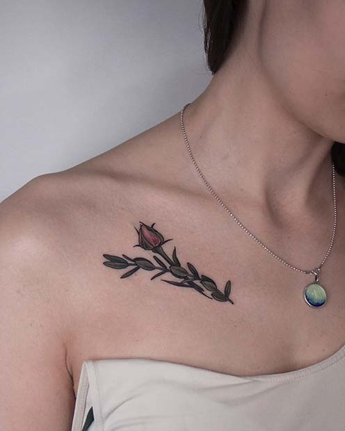 Floral Collar Bone Tattoo Idea