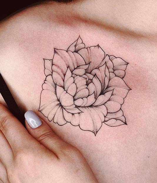 Μονό Peony Flower Tattoo