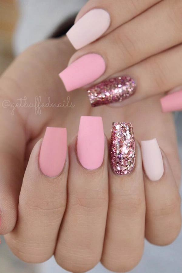 Ματ Light Pink Nail Art Design