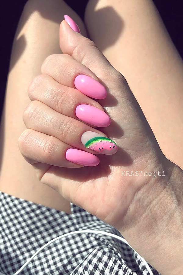 Ongles de pastèque mignons pour l'été