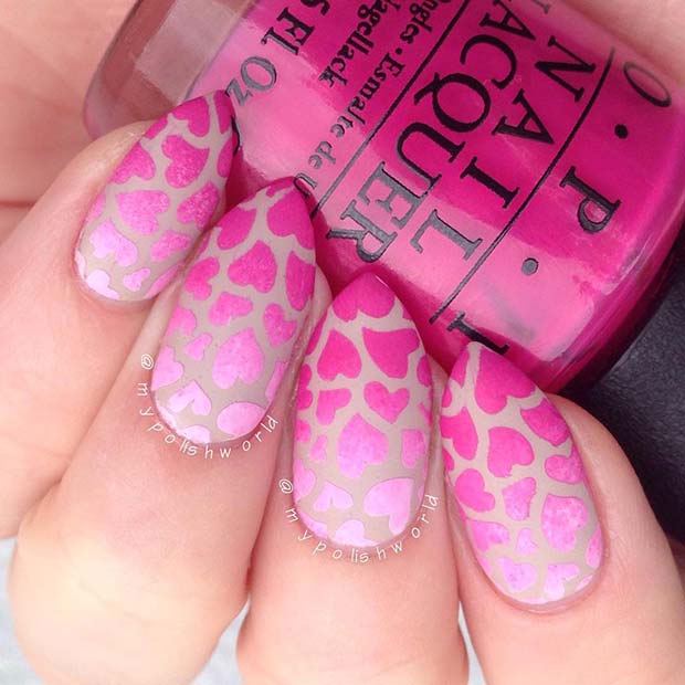 Ombre Nails with Hearts