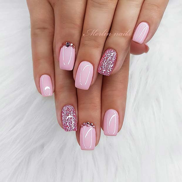 Glam Pink ακρυλικά νύχια