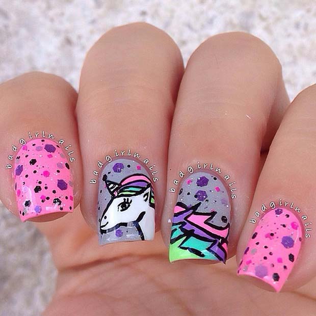 Ongles de licorne amusants