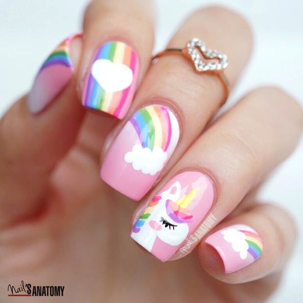 Nail Art Licorne Mignon