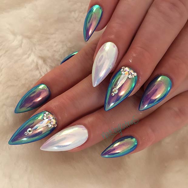 Μονόκερος Chrome Nails