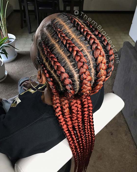 Tresses de cornrow rouges épicées