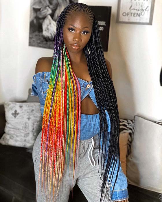 Rainbow Cornrow Braids