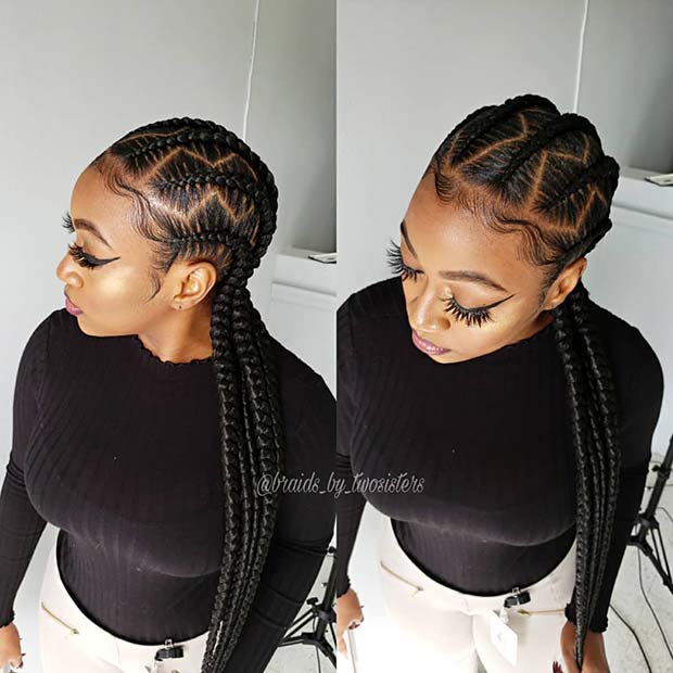 Cornrows avec Zig Zag Parts