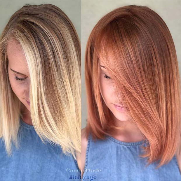 Cheveux blonds fraise cuivrés