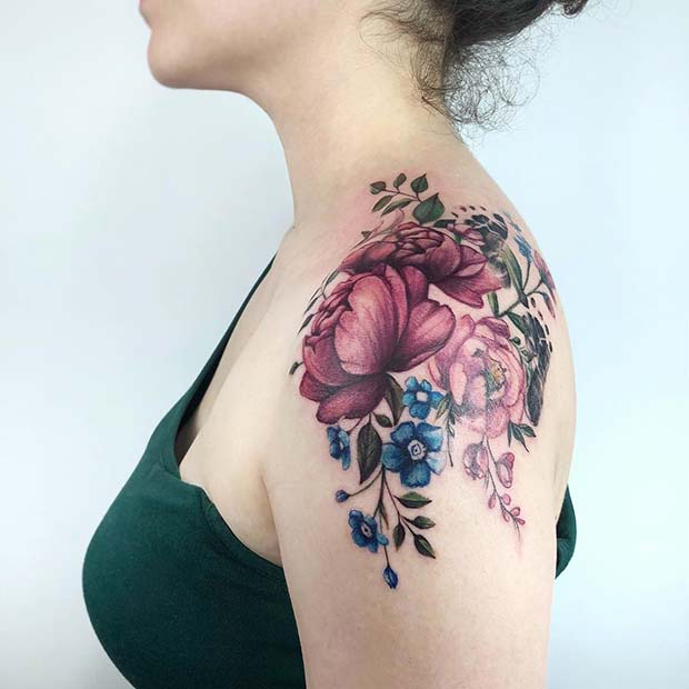 Tatouage Floral Épaule
