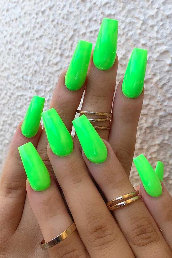 Ongles Vert Néon Simples