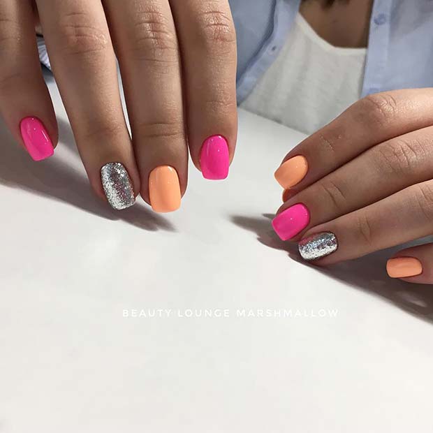 Conception d'ongles au néon simple et mignonne