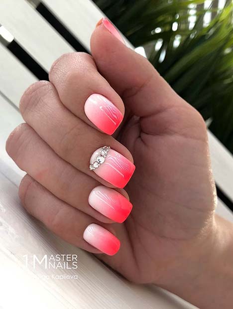 Κομψά ροζ Ombre Nails