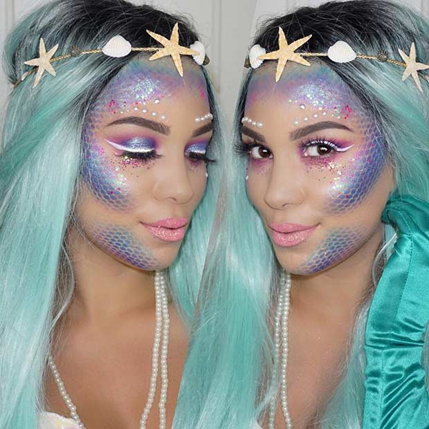 Pretty Mermaid Halloween Makeup Look