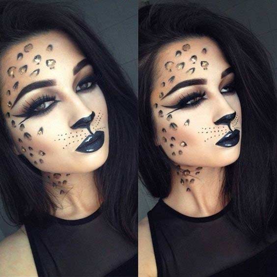 Cheetah Cat Easy Halloween Makeup Look