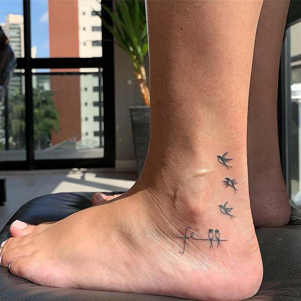 Cool Bird Ankle Tattoo