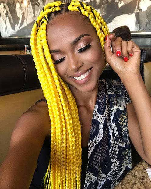 Cheveux Tressés Boîte Jaune