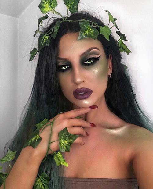 איפור ותלבושת ליל כל הקדושים של Poison Ivy