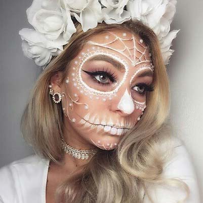 Pretty Day of the Dead Skeleton για 23 Pretty Halloween Makeup Ideas
