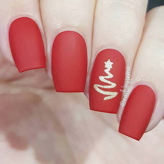 Ongles de vacances rouge mat