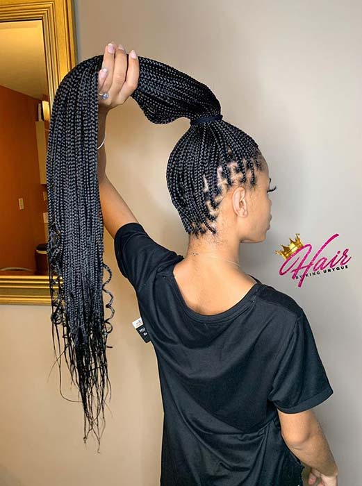 Glam Small Box Braids Ponytail