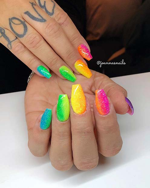 Glitter Rainbow Nails