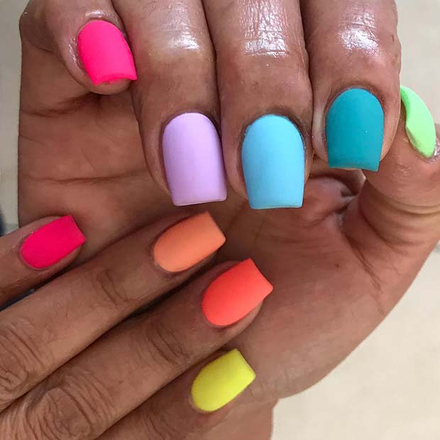 Ματ, Multi Color Rainbow Nails