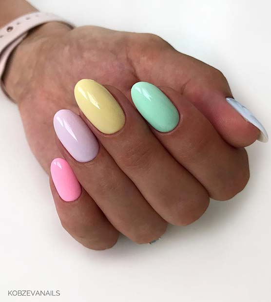 Rainbow Pastel Nail Idea