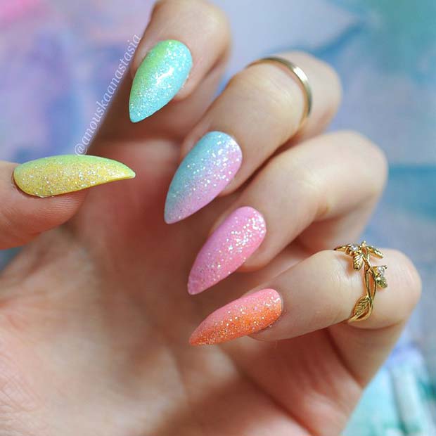 Glitter Rainbow Nails