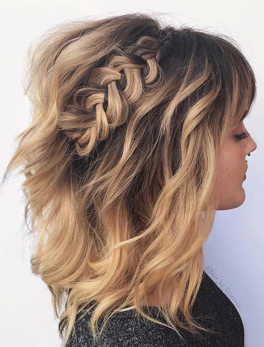 Boho Waves and Braid for Short Hair