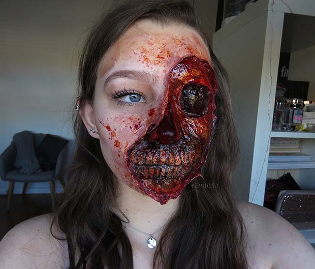 Maquillage illusion terrifiant et sanglant