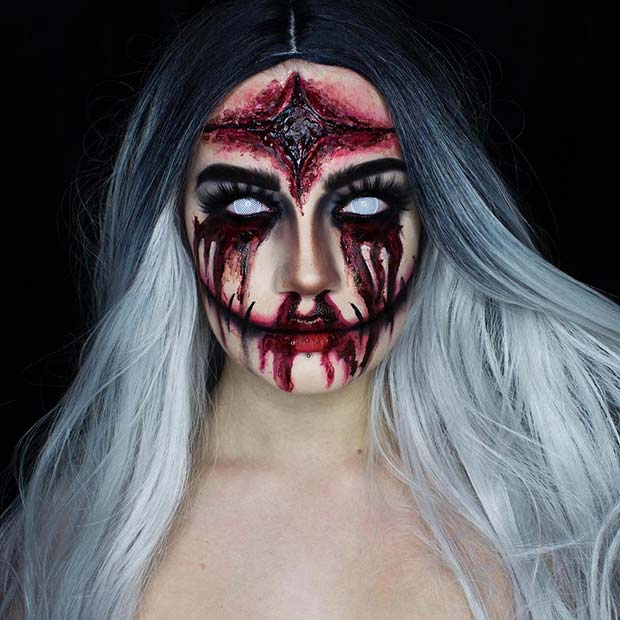 Idée de maquillage Halloween sorcière effrayante