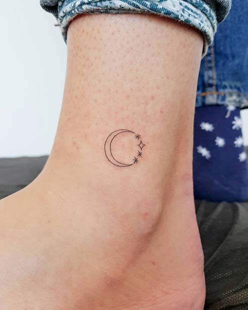 Μικρό τατουάζ Moon and Stars
