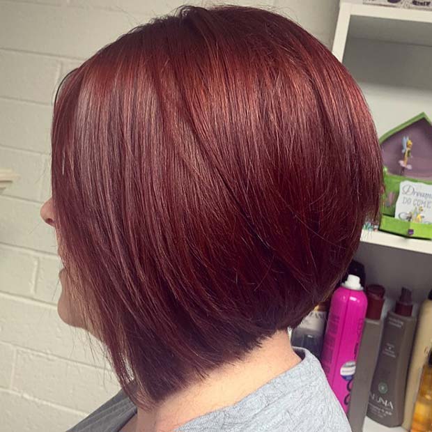 Burgundy Stacked Bob Hairstyle