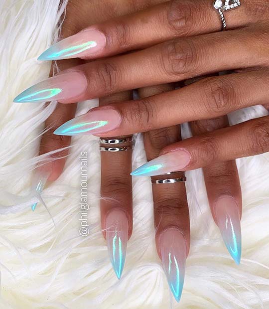 Ongles ombrés holographiques