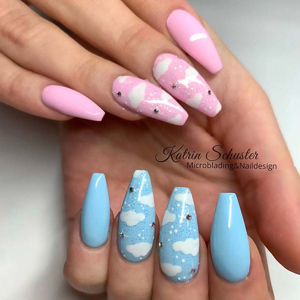 Nail Art Nuage Mignon