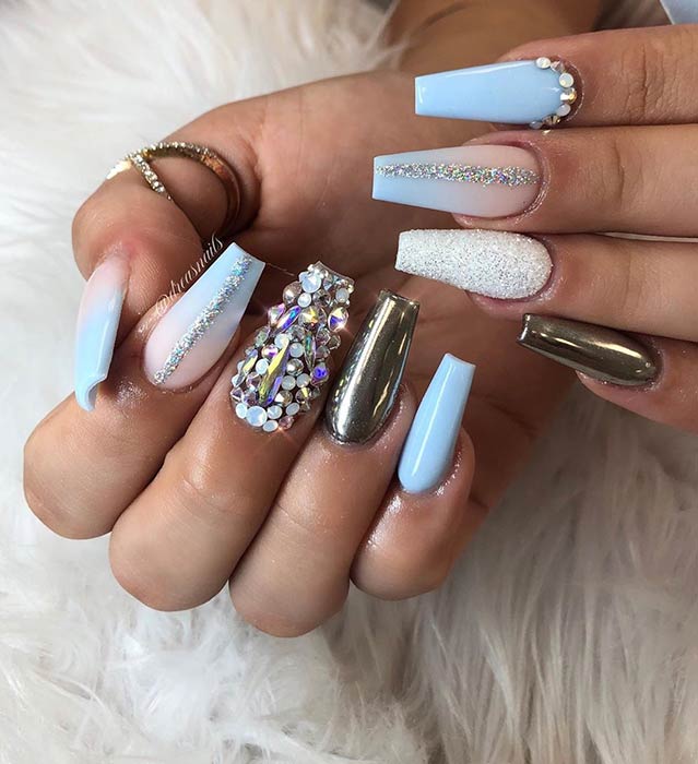 Baby Blue Nail Art Design