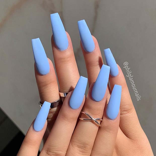 Matte Baby Blue Nails
